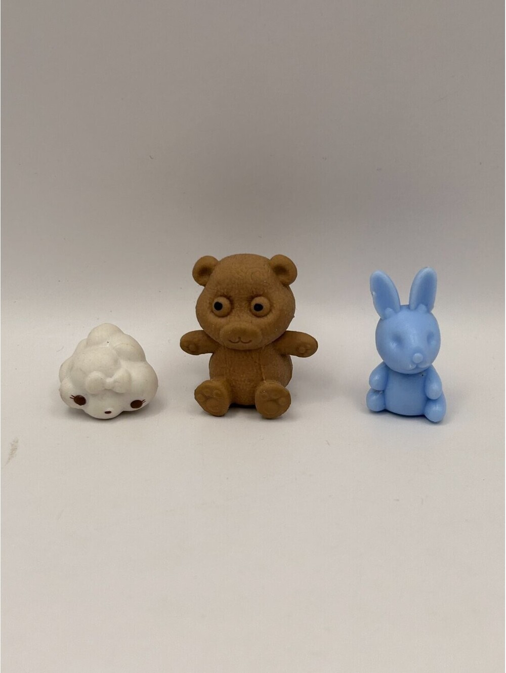 MGA Miniature Pet Figures Lot of 3 Brown Teddy Bear Blue Bunny White Sheep
